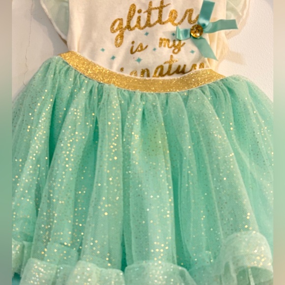 Teal and gold tulle outfit. Onesies and a sparkle tulle skirt size 18 months - Picture 2 of 9
